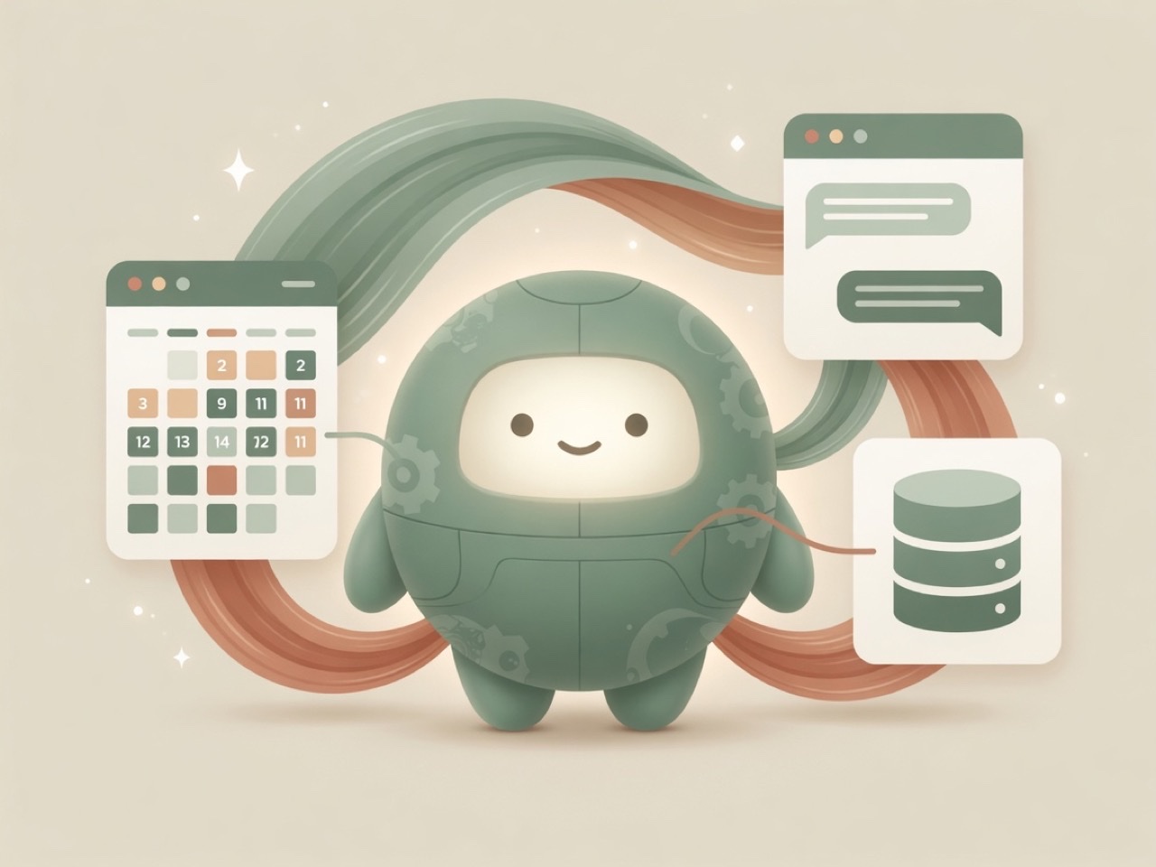 System integration: Blend mascot connecting apps and data