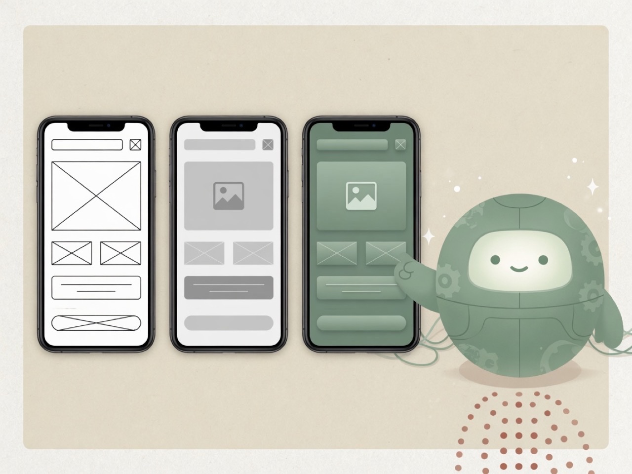 UX/UI design: Blend mascot with interface refinement steps